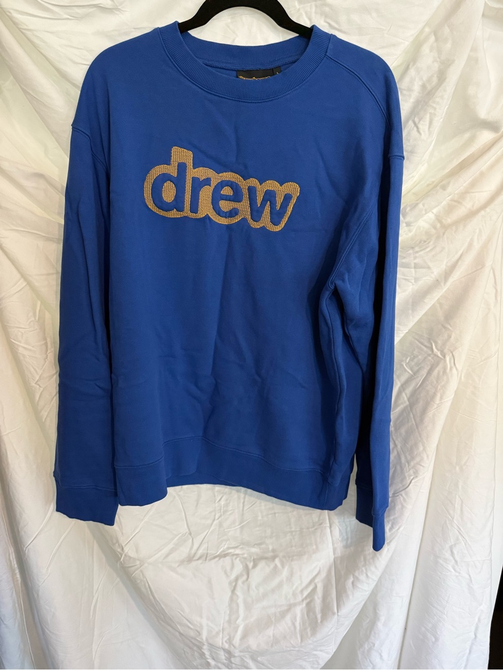 drew house Royal Blue Crewneck Sweatshirt with Gold Logo